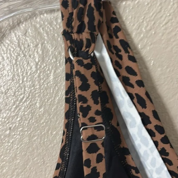 Lands End Womens Wrap Swim Dress Swimsuit Animal Print Leopard Size 8